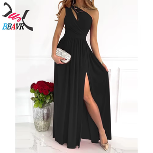 Robe longue maxi pour femmes, sans manches, à une épaule, élégante, pour soirée - Product Image 4