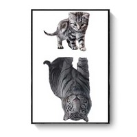 Tableau mural encadré écologique imprimé numériquement sur toile acrylique, motif chaton tigré blanc abstrait peint à la main, 20cm*30cm pour chambre à coucher