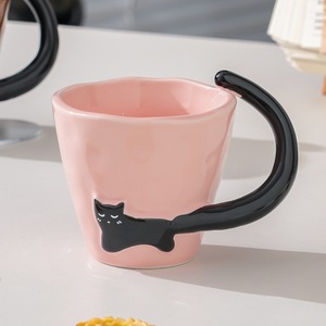 Taza Minimalista con Diseño de Gato, Linda Taza de Cerámica para Desayuno, Taza Personalizada para Beber, Regalo de Recuerdo - Product Image 4