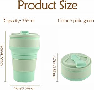 Mug à café pliable en silicone, silicone de qualité alimentaire, tasse de voyage pliable portable, bouteille de sport avec couvercles pour enfants et adultes - Product Image 2