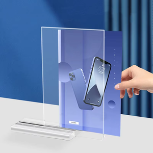 Espositore per Menu in Acrilico Trasparente a Doppia Faccia, Formato A4 A5 A6, Supporto per Insegne a T Personalizzabile con Logo - Product Image 2