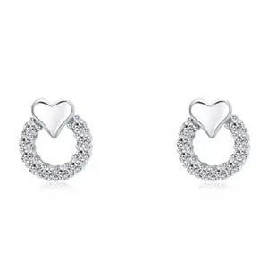 OEM diamante quality evening sterling silver round earring fashion statement heart vvs moissanite girls spring 2023 earrings