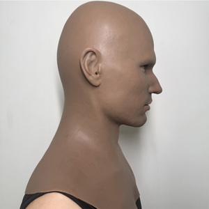 Máscara de Cosplay Realista de Silicone para Cabeça Inteira, Tom de Pele Africana, Máscara de Halloween de Rosto Humano, Acessório de Filme de Homem Jovem Careca - Product Image 4