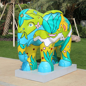 Sculpture d'éléphant en résine artistique, décoration de jardin extérieure, figurine animale faite à la main, à poser au sol - Product Image 1