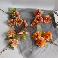 Vente en gros de roses artificielles réalistes faites à la main à longues tiges, arrangement floral de mariage à 5 têtes pour la fête des mères et la rentrée scolaire