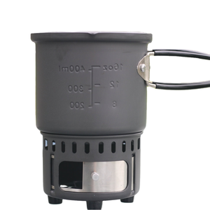 Olla portátil de aluminio para acampar de 400 ml con estufa de alcohol integrada para cocinar al aire libre - Product Image 1