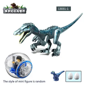 Set Mainan Blok Bangunan Dinosaurus dengan Bola Model Action Figure Mini Gyrotron Tyrannosaurus