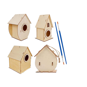 <span class=keywords><strong>Casa</strong></span> para Pájaros de <span class=keywords><strong>Madera</strong></span> para Pintar y Decorar, Juego de Graffiti para Niños, Decoración de Jardín para Colgar al Aire Libre - Product Image 1