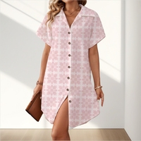 Robe chemise à col ouvert en rayonne imprimé tropical de style hawaïen personnalisé avec poches latérales robe midi décontractée pour femme en vacances
