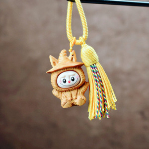 Jolie figurine d'animal en bois, breloque de téléphone en peluche, style dessin animé, cadeau pour enfants - Product Image 4