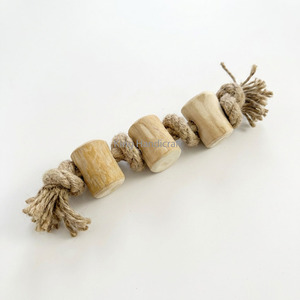 Natural Coffee Tree Wood Dog Chew with Tough Hemp <b>Rope</b> Interactive Pet Tug Toy for Dental Cleaning Non-Toxic Dog Toys - Product Image 3