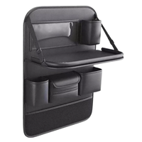 Organisateur de siège arrière de voiture en cuir avec table pliable, sac de rangement suspendu multi-poches, pochette anti-usure pour dossier de siège