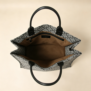<b>Grey</b> Geometric Jacquard Women Top Handle <b>Tote</b> <b>Bag</b> Large Capacity Handbag For Office Work Daily Shopping - Product Image 2