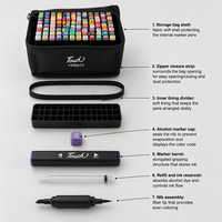 168 Colors Alcohol Based Marker Pens Set Permanent Colored Drawing Sketch Markers with Zipper Pouch for Paper