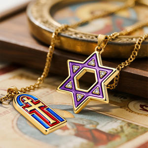 Fabrik preis Religiöse Halskette Benutzer definiertes Kreuz Pentagramm Stern Astrologie Anhänger Charme Kirche Souvenir Geschenke Verein Promos - Product Image 4