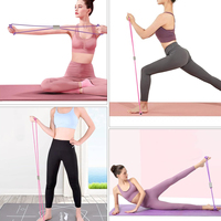 Banda de Resistencia Portátil de 8 Palabras, Cuerda Elástica de TPE para Yoga, Pilates, Estiramiento de Brazos, Espalda, Hombros y Entrenamiento Muscular