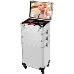Valigia Trucco Professionale 4 in 1 con Specchio LED a 3 Colori, Trolley per Cosmetologia con 4 Chiavi - Product Image 2