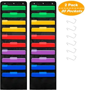 20 Pockets Premium Hanging File Folder Organizer/Wall Mount Storage Charts with 6 Over Door/2 Packs Wall Hanger for Magazines