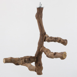 Supporto per Pappagalli in Legno Naturale a Forma di Ramo d'Albero, con Altalena e Posatoio per Affilare le Unghie - Product Image 5