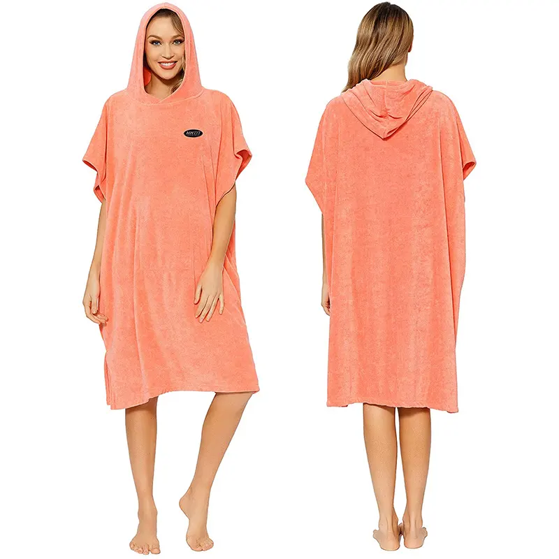 Serviette Poncho En Gros Adultes Sur Mesure À Capuche 100% Coton Surf Poncho À Capuche Robe de Plage Serviette