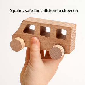 Montessori Petit Bébé Multiple Bois de Hêtre Pousser Train Précoce Éducatif Saisir Pratique Voiture Jouet en Bois - Product Image 2