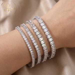 Custom 18K Gold VVS Lab Grown Tennis Bracelet IGI Certified 3/4/5 MM CVD Made Chain Women Fine Jewely - IGI Certified Ensures Au - Product Image 1