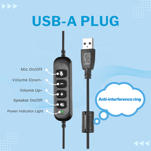 ชุดหูฟัง USB พร้อมไมโครโฟนตัดเสียงรบกวนหูฟังคอมพิวเตอร์สเตอริโอสำหรับธุรกิจ Skype softphone ศูนย์ H76D สำนักงาน - Product Image 5