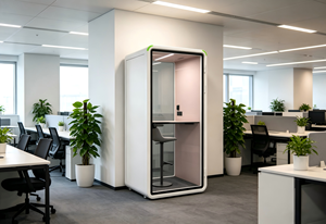 1 Person Acoustic Office <b>Pod</b> Soundproof Phone Booth Single Movable Silent Work Booth With Ventilation & LED Light - Product Image 1