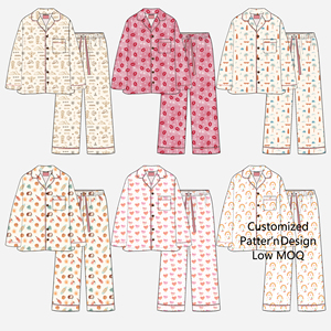 Conjunto de Pijamas Casuales de Manga Larga con Estampado Personalizado Linkme, Pijamas de Fibra de Bambú para Parejas, Conjunto de Pijamas Familiares con Estampado Navideño - Product Image 4