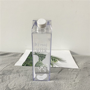<strong>Double</strong> <strong>Wall</strong> Clear Acrylic Plastic 17oz 500ml 34oz 1000ml Blank Milk Carton Shaped Personalized Water Bottle Milk <strong>Box</strong> with Straw - Product Image 1