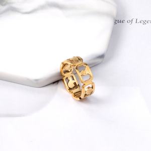 Anillo Hueco Chapado en Oro de 18k de Diseño Dew Fashion, Anillos de Dedo de Acero Inoxidable Estilo Punk al por Mayor para Mujer - Product Image 3