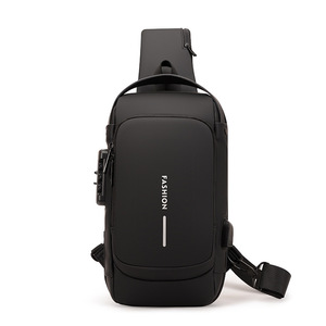 Men's Chest Bag Black Solid Color Fashionable Everyday Use Breathable Crossbody Bag - Product Image 4