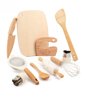 Lot de 10 ustensiles de <span class=keywords><strong>cuisine</strong></span> <span class=keywords><strong>en</strong></span> <span class=keywords><strong>bois</strong></span> pour enfants, jeu d'imitation, comprenant couteau, planche à découper, légumes et fruits, pour les 0-24 <span class=keywords><strong>mois</strong></span>, éducatif - Product Image 1