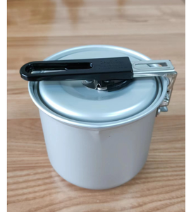 DFP1011 Marmite de camping portable en aluminium gris noir oxydé personnalisée, pot de camping, chauffe-lait domestique avec support pliable - Product Image 5