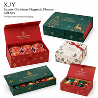 XJY Lussuosa Scatola Regalo per Mele di Natale, Confezione Portatile per Frutta, Scatola per Caramelle con Chiusura Magnetica e Design Cartoon