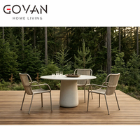 Meubles d'hôtel de luxe : Ensemble de table à manger ronde en aluminium pour jardins et patios