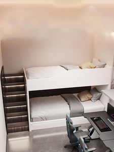 เตียงสองชั้นแบบโมเดิร์น แคปซูลเตียงสองชั้นแบบสูงต่ำ ทำจากไม้เป็นมิตรกับสิ่งแวดล้อม สำหรับห้องนอน ห้องนั่งเล่น และใช้ในโรงแรม - Product Image 3