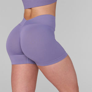 Pantalones cortos de Yoga de cintura alta para mujer de secado rápido personalizados Levantamiento de cadera Mujeres Gimnasio Fitness Booty Yoga Shorts Girl - Product Image 5
