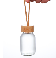 Botella de Agua de Vidrio Transparente de 16 oz/500 ml con Tapa de Bambú y Logotipo Personalizado, Botella de Agua de Vidrio para Beber Jugo