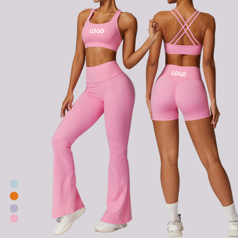 Hot Sale 2-Piece Custom Women's Yoga Set Solid Pattern Eco-Friendly Front Logo Sports Wear & Workout Clothing Gym Tight