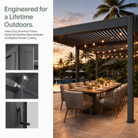 Pergola motorisée à lames orientables en aluminium imperméable pour patio extérieur, ombrage pour piscine, complexe hôtelier, jardin, terrasse