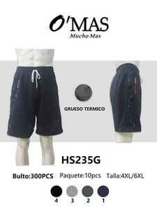 Pantalones Cortos Bermuda para Hombre O'MAS, 100% Algodón, con Cordón, Color Sólido, Cintura Media, HS235G - Product Image 1