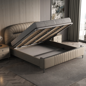 <span class=keywords><strong>Letto</strong></span> <span class=keywords><strong>Matrimoniale</strong></span> Moderno di Lusso in Vera Pelle con Testiera Plissettata di Design, Imbottito, per Arredamento Camera da <span class=keywords><strong>Letto</strong></span> di Alta Gamma - Product Image 4