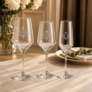 Verres à vin gravés avec logo personnalisé, fabrication en gros, verres à pied fabriqués à la machine, compatibles lave-vaisselle, ensemble de gobelets transparents, pour hôtels, restaurants, bars, traiteurs. - Product Image 6