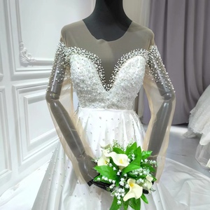 S2814R New Style Temperament Heavy Lace Pearl Gorgeous High Quality fairy Bridal Wedding Dress - Product Image 2