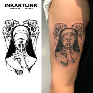 INKARTLINK Pegatina de tatuaje para el cuerpo, pegatina de tatuaje de papel, diseño de Monja Marioneta, impermeable, ecológica, de larga duración (15 días), venta al por mayor a granel - Product Image 1