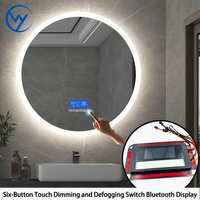 12V 60W Affichage de la température du temps Six boutons Gradateur CCT Defogger Touch Switch Smart, Conçu pour Premium Mirror