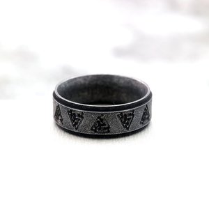 yunnique North European Vintage Men Stainless Steel <b>Ring</b> With Viking Triangle Symbol Geometric Design Hip Hop Style Gift Jewelry - Product Image 4
