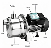 Pompe de surface à haute performance en acier inoxydable 370W, pour usage domestique, électriques, pour les foyers, 40m de hauteur de refoulement, 3-3,5m³/h, OEM