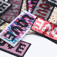 Patchs personnalisables en sequins réversibles avec le mot LOVE, lettres brodées à repasser, accessoires de vêtements DIY pour vestes, sacs et artisanat
